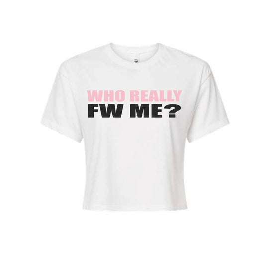 WHO REALLY FW ME CROP CREW NECK T-SHIRT